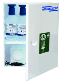 ultraMEDIC Armoire kit lave-yeux ultraAQUA-SAFEa. remplissageHxlxP 350x280x130 mmen acier coloris RAL9010